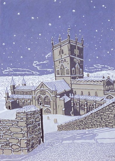 St. David''s Cathedral in the Snow, 1996 (gouache on paper)  à Huw S.  Parsons