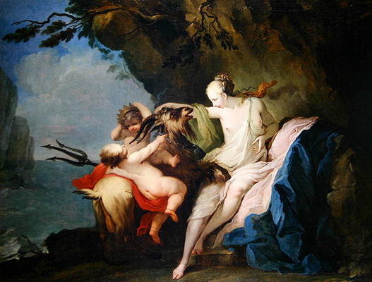 The Nymph Adrastia and the Goat Amalthea with the Infant Zeus (oil on Roman cobblestone canvas) à Ignaz Stern