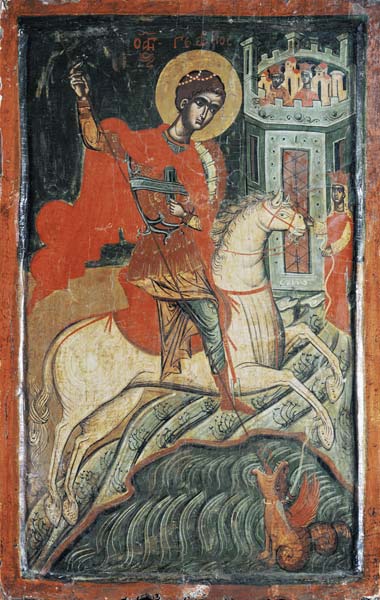 Saint Georges combattant le dragon à Icône (bulgare/macédonien)