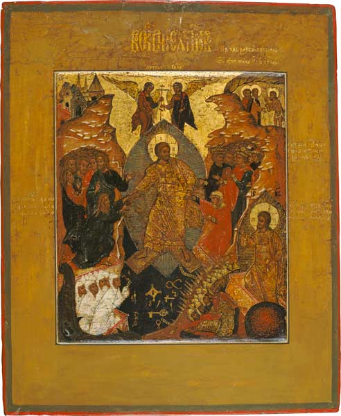 Christ voyage d'enfer et résurrection à Icône (russe)