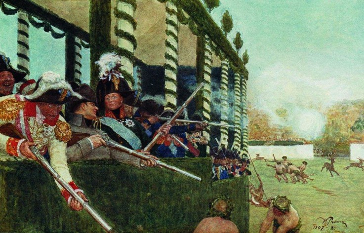 Alexander I and Napoleon Hunting in 1807 à Ilja Efimowitsch Repin