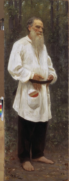 The author Leo Tolstoy barefooted à Ilja Efimowitsch Repin
