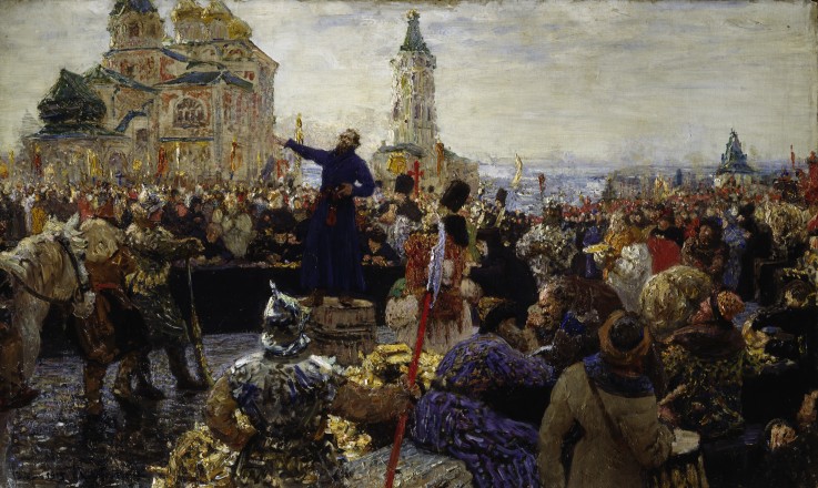 Minin appeals to the people of Nizhny Novgorod in 1611 à Ilja Efimowitsch Repin