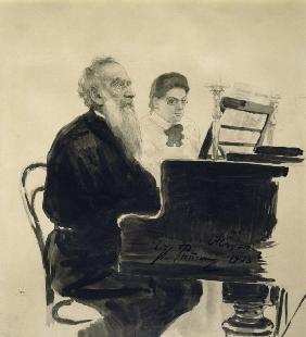Leo Tolstoj / Aquarell von Repin