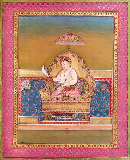 Akbar (1556-1605) from an album of portraits of Mughal Emperors at Delhi à École indienne