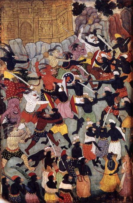 Battle Between the Armies of Rama and Ravana, Moghul à École indienne