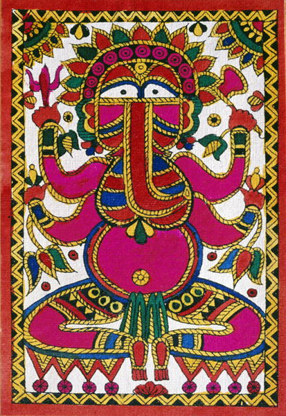 Elephant headed god Ganesh (oil on cloth)  à École indienne