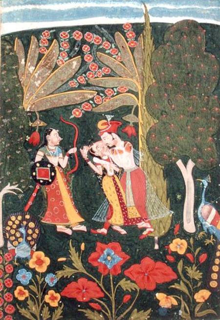 Lovers Embracing in a Forest, Bundi à École indienne