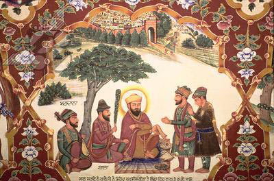 Religious painting at Gurudwara Baba Atalti à École indienne