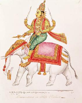 Indra, God of Storms, riding on an elephant, 1820-25