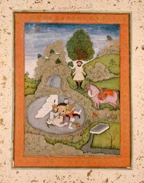 Rustam killing the White Demon, illustration from the 'Shahnama' (Book of Kings), by Abu'l-Qasim Man