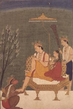 Seventh Incarnation of Vishnu as Rama-Chandra: Rama and Sita Reunited (paint on paper)