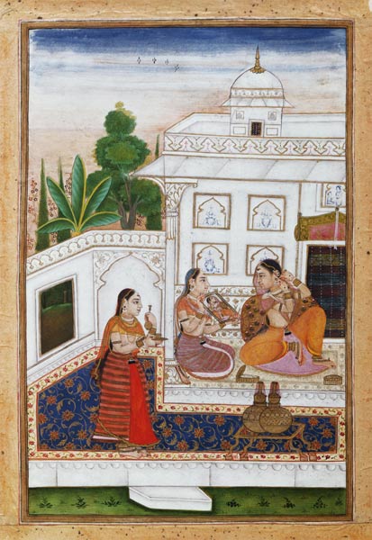 Vilaval Ragini: Woman at her Toilet, from a Ragamala, from Bikaner, Rajastan à École indienne
