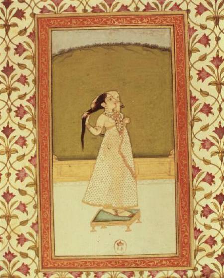 Woman Brushing her hair à École indienne