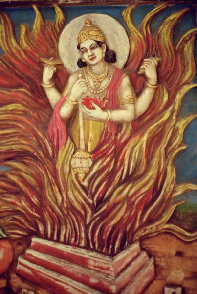 Yagyan Narayan (painted relief)  à École indienne