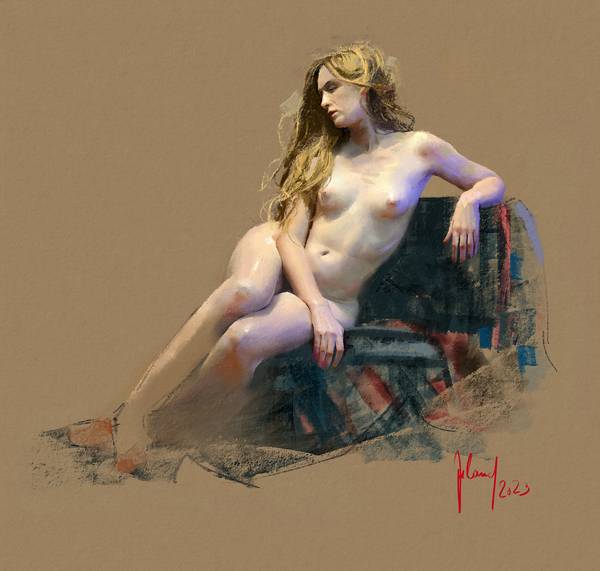 Female Nude with wallowing Hair à Georg Ireland