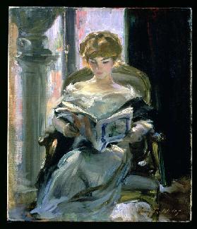 Woman Reading (oil on canvas)