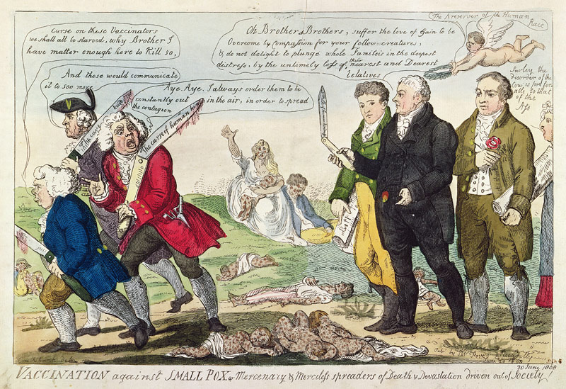 Vaccination against Small Pox or Mercenary and Merciless spreaders of Death and Devastation driven o à Isaac Cruikshank