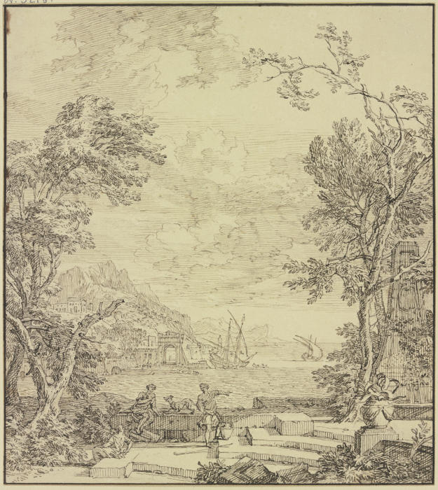 Terrasse am Meer, rechts ein Brunnen à Isaac de Moucheron