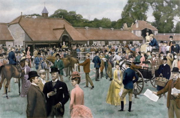 Tattersall's, Newmarket, pub. by I.P. Mendoza, 1890 (photogravure, with hand colouring) à Isaac J. Cullin