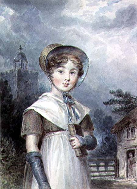 Little Girl in a Quaker Costume, holding a Bible à Isaac Pocock