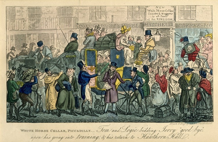 White Horse Cellar, Piccadilly (From: "36 scenes from real life") à Isaac Robert Cruikshank