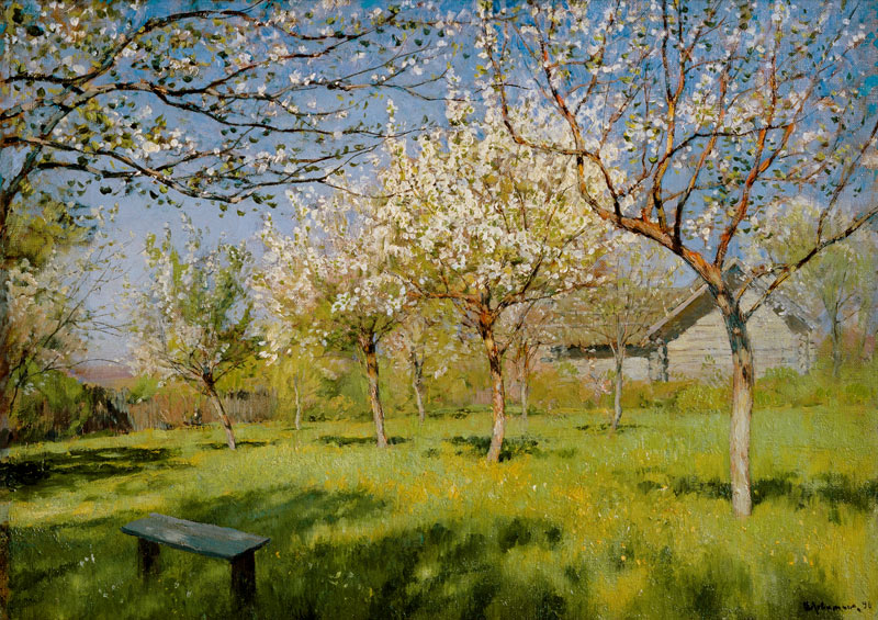 Apple trees blooming à Isaak Iljitsch Lewitan