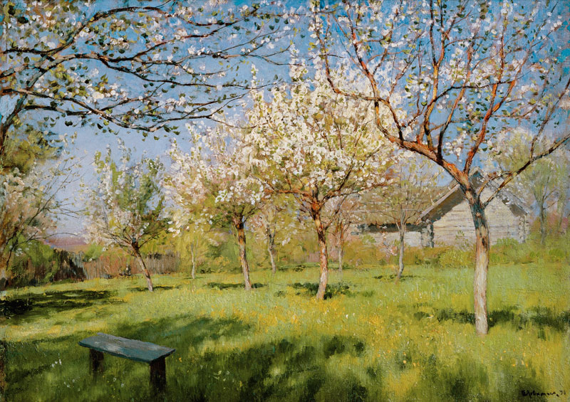 Apple trees blooming à Isaak Iljitsch Lewitan