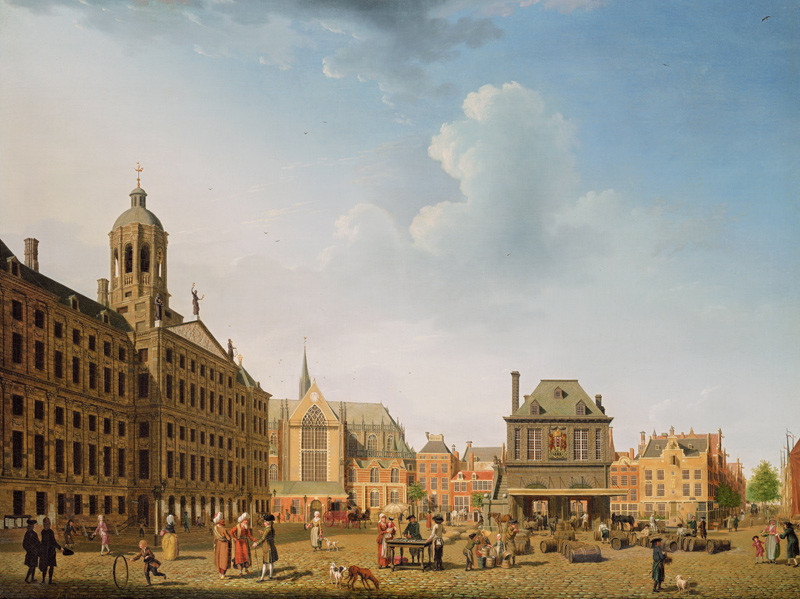 Dam Square - Amsterdam à Isaak Ouwater