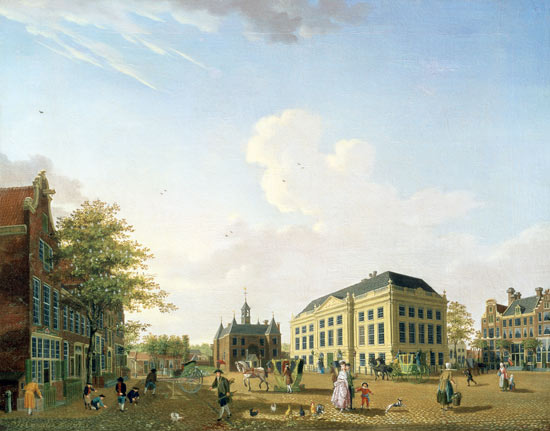 A View on the Leidse plein in Amsterdam à Isaak Ouwater