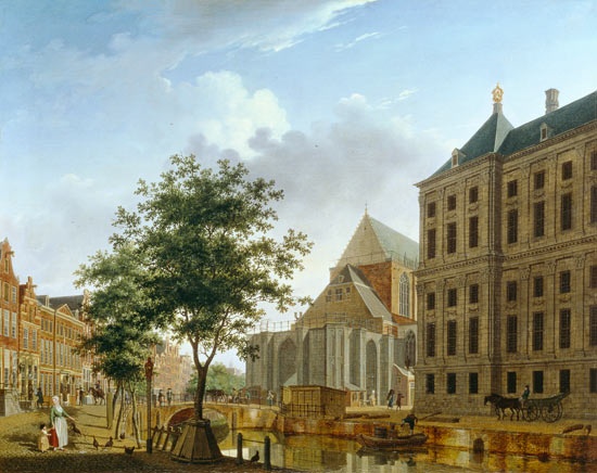 Back of New Palace and Church, Amsterdam à Isaak Ouwater