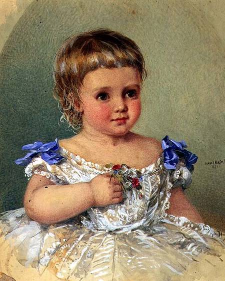 Portrait of a Child with a Posy of Wild Flowers à Isabel Oakley Naftel