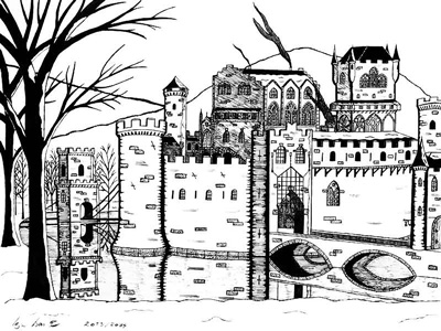 Schloss 1 in Schwarz-Weiß