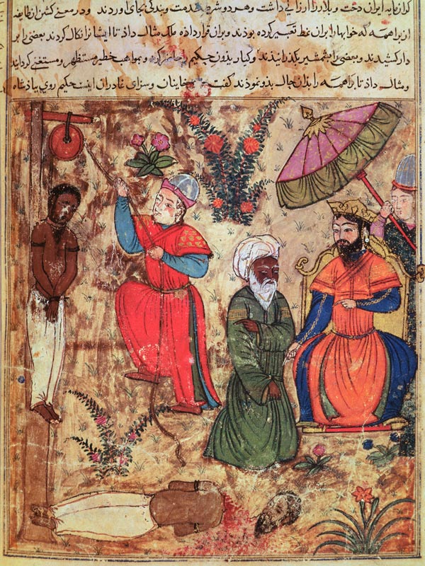 Fol.100 The Sultan Showing Justice, from 'The Book of Kalila and Dimna' from 'The Fables of Bidpay' à École islamique