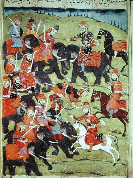A Battle Scene, from the 'Shahnama' (Book of Kings) by Abu'l-Qasim Manur Firdawsi (c.934-c.1020) à École islamique