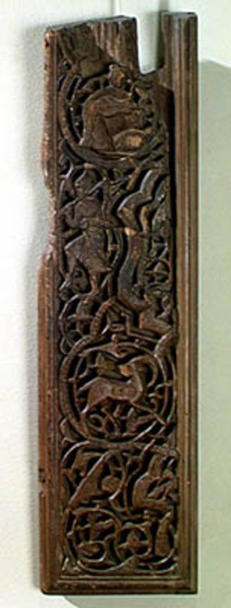 Carved panel decorated with a lute player à École islamique