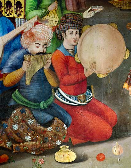 Detail of the musicians, from The Reception for the Ambassador of the Grand Moghul at the Court of t à École islamique