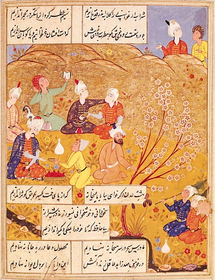 F.103v Open-air Feast, from a book of poems à École islamique