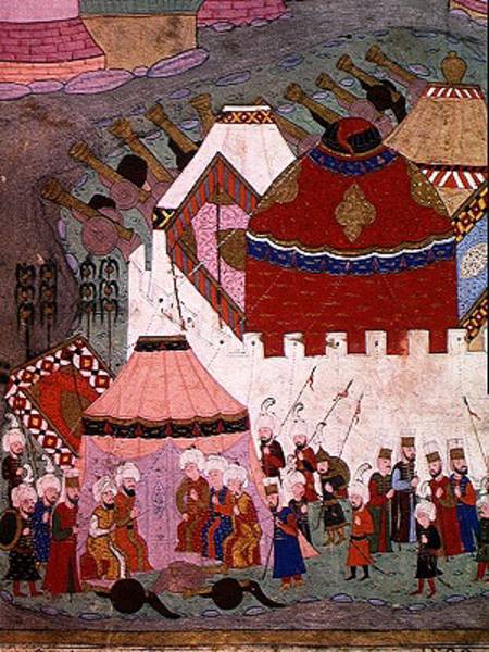 TSM H.1524 Siege of Vienna by Suleyman I (1494-1566) the Magnificent, in 1529, from the 'Hunername' à École islamique