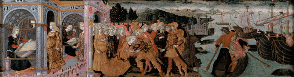 The Return of Ulysses, cassone panel, Sienese à École picturale italienne