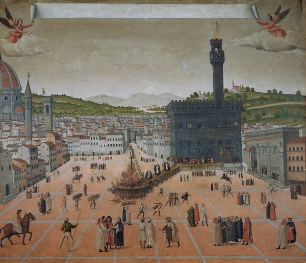 Savonarola Being Burnt at the Stake, Piazza della Signoria, Florence à École picturale italienne