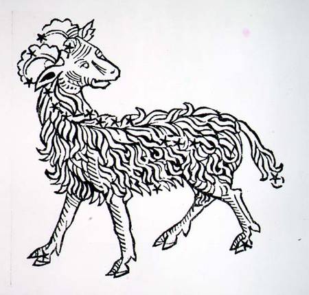 Aries (the Ram) an illustration from the 'Poeticon Astronomicon' by C.J. Hyginus, Venice à École picturale italienne