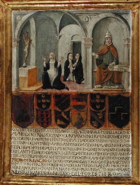 St. Catherine of Siena (1347-80) Receiving the Stigmata à École picturale italienne
