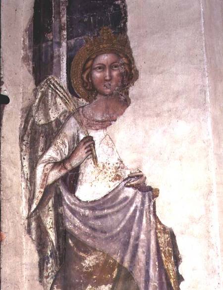 Crowned figure holding a palm frond, possibly a angel à École picturale italienne