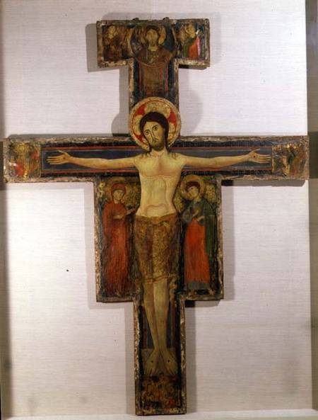 The Crucified Christ with the Virgin and St. John à École picturale italienne