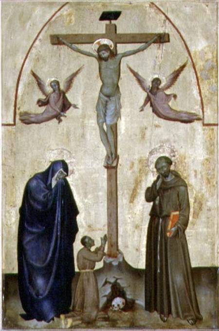 Crucifixion with St. Francis of Assisi and a Donor à École picturale italienne