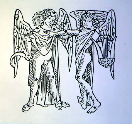 Gemini (the Twins) an illustration from the 'Poeticon Astronomicon' by C.J. Hyginus, Venice à École picturale italienne