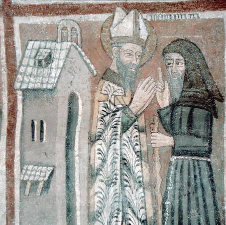 St. Gregory the Great (540-604) with a Monk à École picturale italienne