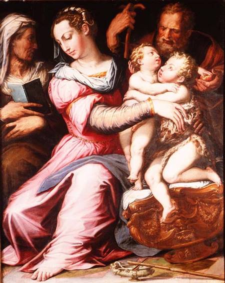The Holy Family with the Infant St. John the Baptist à École picturale italienne