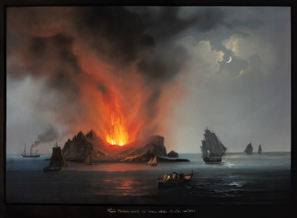 New Volcano Erupting from the Sea around Sicily in 1831 à École picturale italienne
